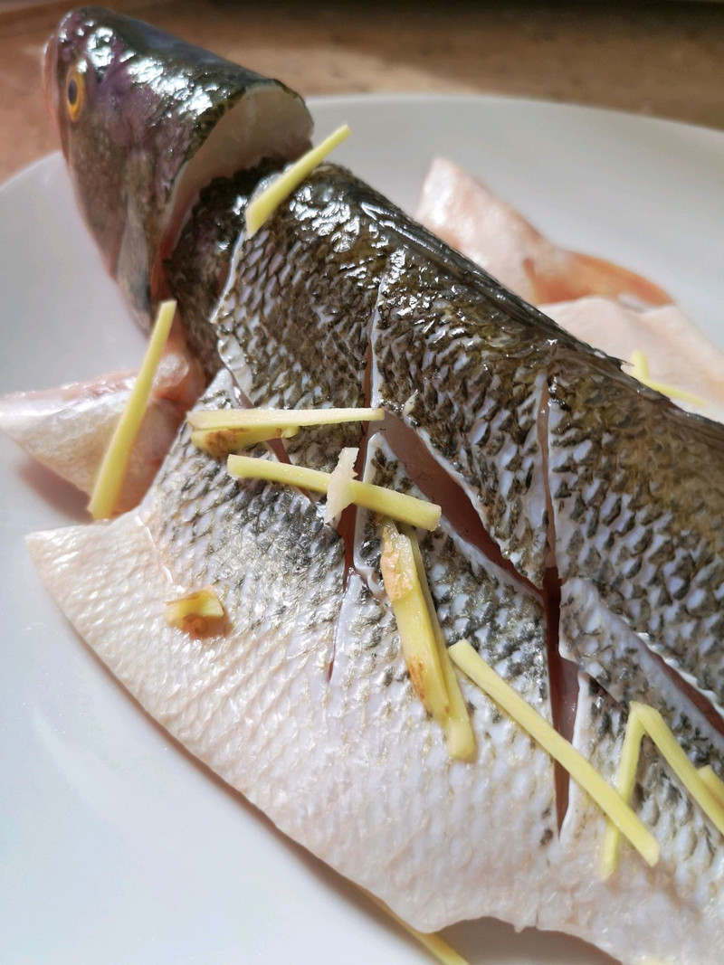 steamed sea bass