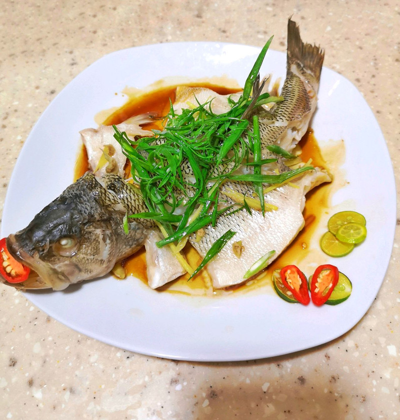 steamed sea bass
