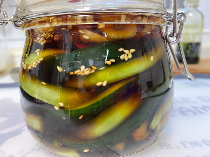 pickled melon strips